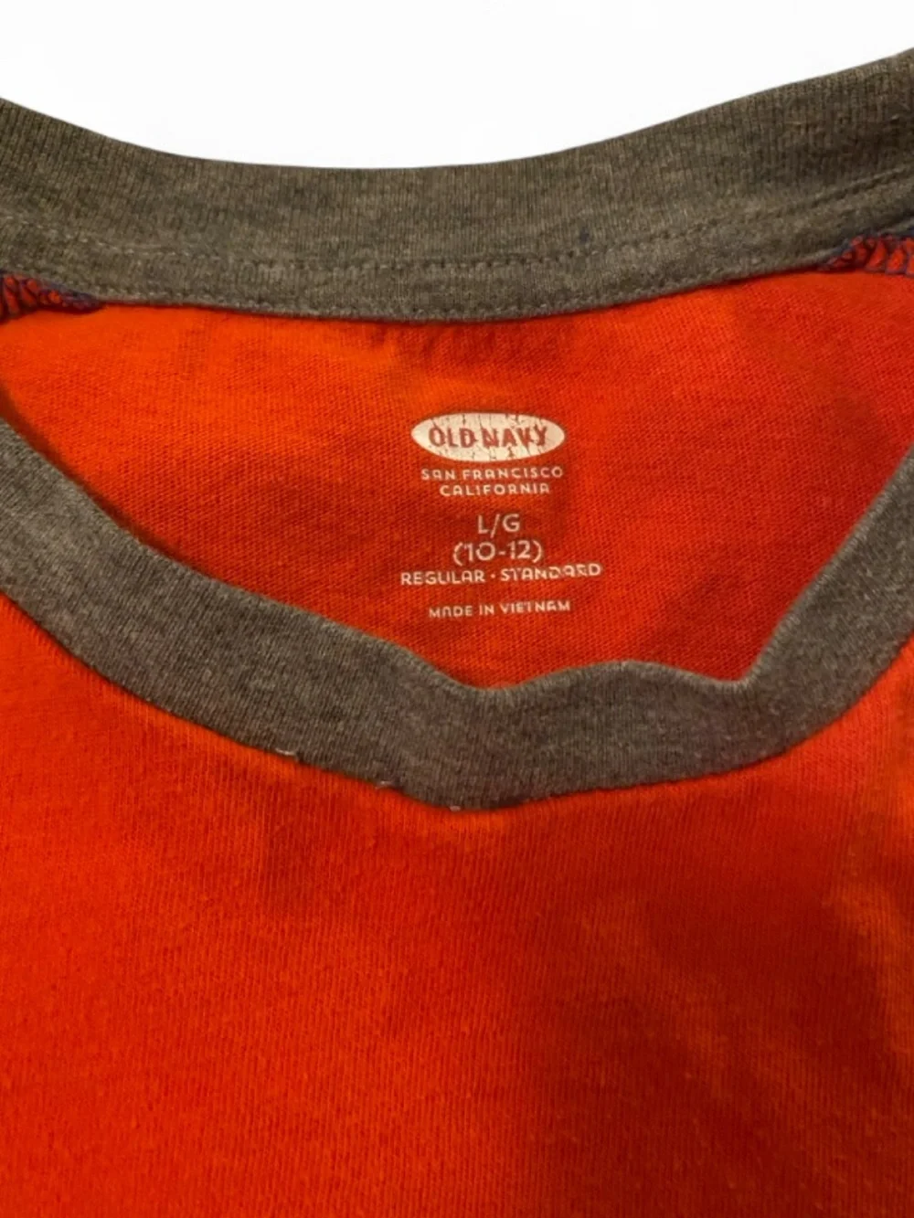 Old Navy Orange Body Long Sleeve Tee with Blue Raglan Sleeves